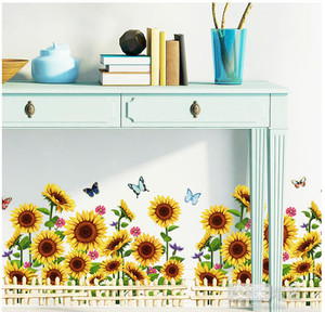 Giallo Girasole Adesivi Murali Verde Foglie di Carta Da Parati <span class=keywords><strong>Ciao</strong></span> Sole Decalcomania Della Parete Della Decorazione Della Casa Per Soggiorno camera Da Letto <span class=keywords><strong>Sticker</strong></span> - Product Image 5