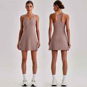 <span class=keywords><strong>Robe</strong></span> de tennis anti-transparence pour femme, sensation seconde peau, dos nageur, avec short intégré et soutien-gorge, ensemble de sport pour le golf et le fitness, vêtements de sport - Product Image 5