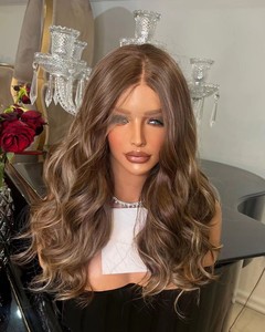 Perruque en <span class=keywords><strong>cheveux</strong></span> humains vierges de qualité juive, densité 150% |   100% Vierge Non Traitée Un Seul Donneur |   <span class=keywords><strong>Cheveux</strong></span> longs brun ombré avec dentelle suisse à l'avant - Product Image 1