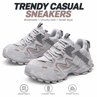 En gros Baskets Chunky à Lacets pour Femme, Tige en Maille, Motif Géométrique, Style Dad Shoes Tendance, Logo Personnalisé, Chaussures Décontractées