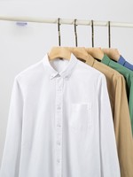 Chemise Oxford Homme Personnalisée avec Logo 100% Coton Longue Fibre Manches Longues Brodé Décontractée Anti-Plis Respirante Haute Qualité Quotidienne