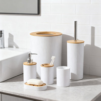 Accessoires de salle de bain, ensemble de 6 pièces en plastique, articles ménagers, poubelle, porte-savon, gobelet, brosse de toilette WC, ensemble de salle de bain de luxe pour la maison