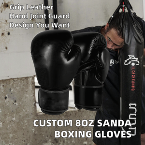 Gants de boxe personnalisés en cuir lacés antidérapants de 8 oz avec crochet pour l'entraînement MMA et fitness, protègent les articulations des mains, unisexe - Product Image 2