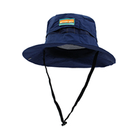 Chapeau Bob de Pêcheur Unisexe à Blocs de Couleurs, Séchage Rapide, Large Bord, avec Sangle Mentonnière et Étiquette Tissée Personnalisée