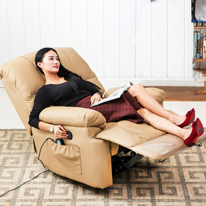 Sillón Reclinable Eléctrico de Cuero Genuino para Masajes, Color Marrón Oscuro, Asiento Individual, para Uso en Cine en Casa - Product Image 2