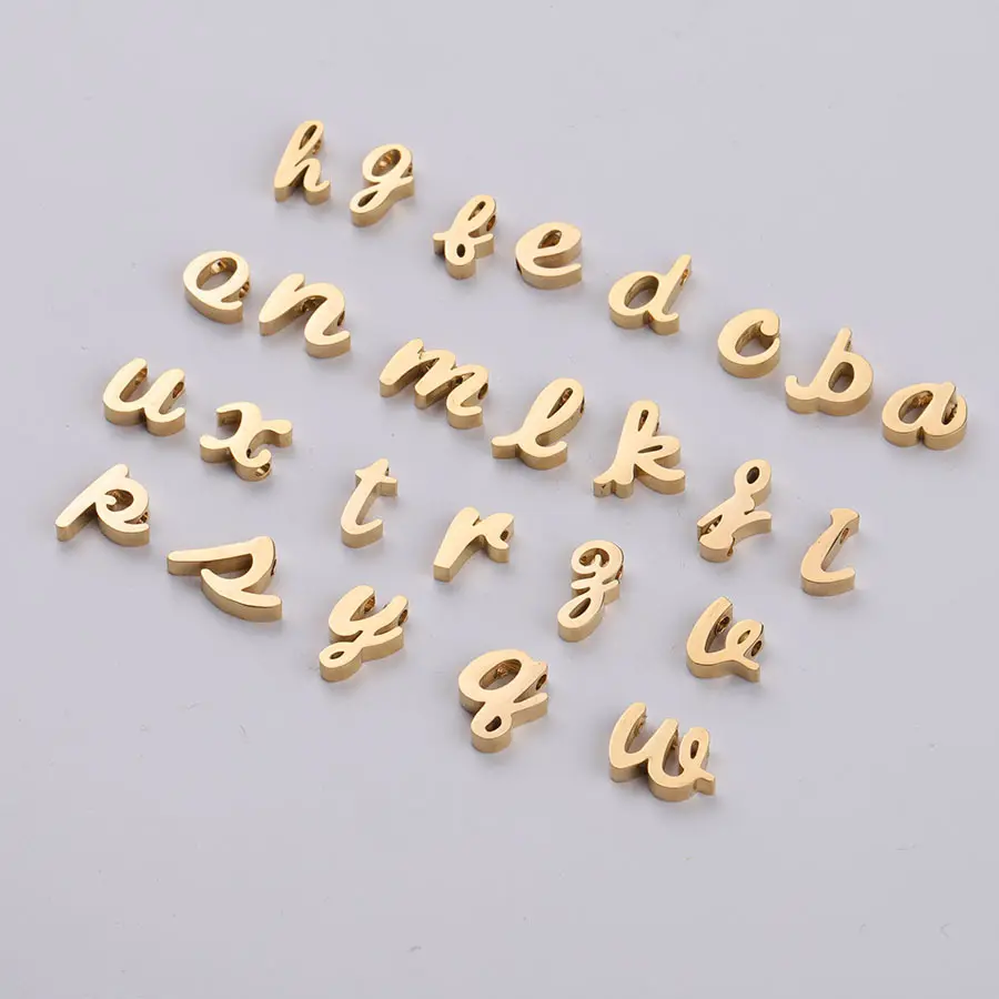FanYue مخصص عالية الجودة ط س-س-s رسائل روز الذهب الفولاذ المقاوم للصدأ A-Z الأبجدية الخرز لصنع المجوهرات الأولي فضفاض