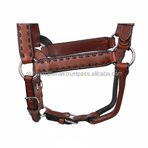 Cabestro de caballo de cuero genuino de doble capa cosido a mano de nuevo diseño en todos los tamaños y colores personalizados disponibles a precio barato - Product Image 1