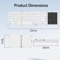 Nouveau clavier mini sans fil BT rechargeable pliable portable avec pavé tactile numérique pour ordinateur portable, tablette, téléphone