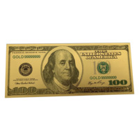 Billete de Banco Impermeable con Diseño de Cien Dólares Estadounidenses en Oro, Billete de $100 en Lámina de Oro