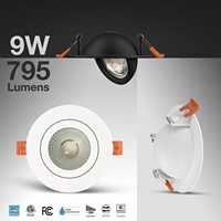 Lampu Plafon Dalam Ruangan Cahaya Hangat 2700K DALI Dimming 4 inci 9 Watt COB LED Lampu Plafon Gimbal