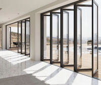Porte accordéon double pliante en aluminium résistant à la chaleur, porte vitrée pliable, porte accordéon insonorisée pour l'extérieur.