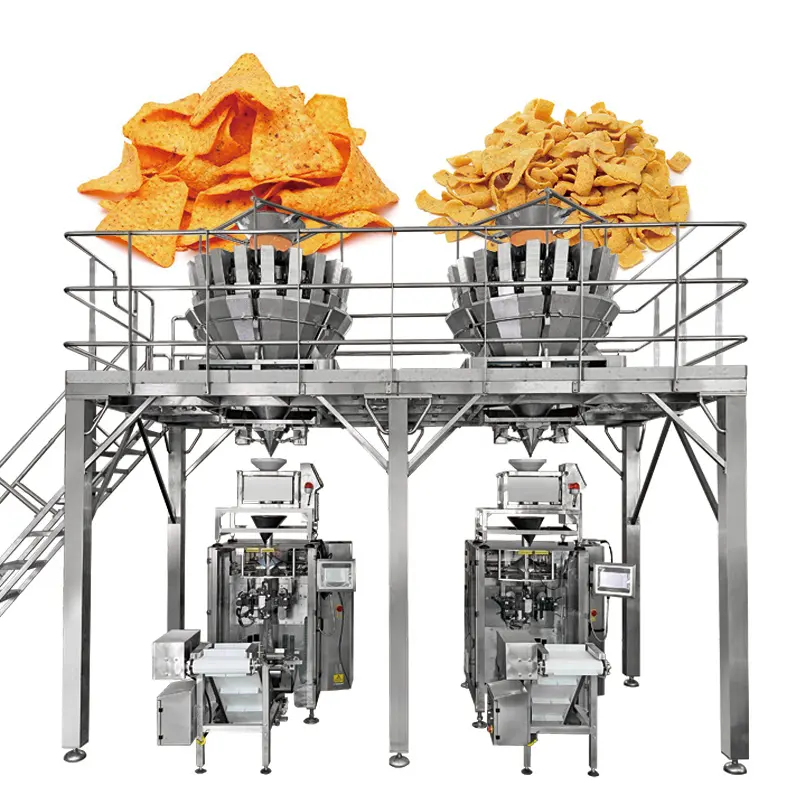 자동 과립 포장 기계 감자 칩 일체식 계량 및 포장 생산 라인