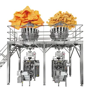 Otomatik granül paketleme makinesi patates cipsi hepsi bir tartım ve torbalama üretim hattı