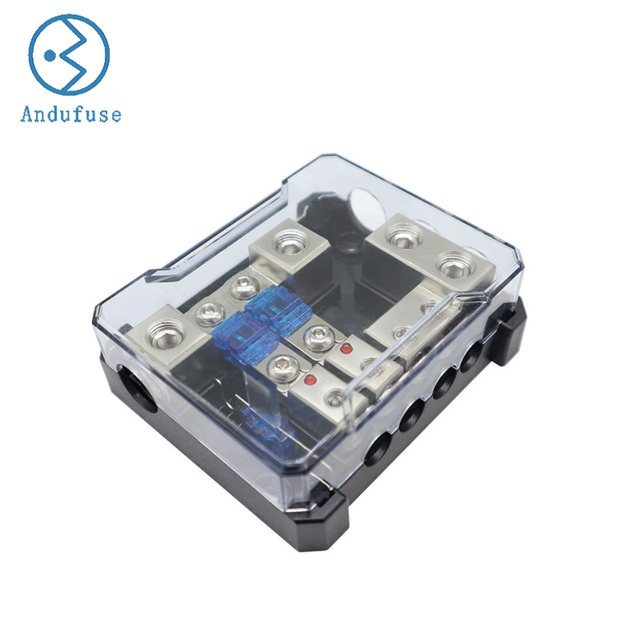 2 Way Circuit Heavy Duty Fuse Block With Ground Bus Red LED Indicator Mini ANL Holder Camper Car Boat Audio Amplifier Wiring Kit