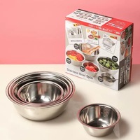 Offre Spéciale : Ensemble de 5 Ustensiles de Cuisine en Acier Inoxydable – Assiettes à Salade avec Échelle, Bol à Soupe, Moule à Gâteau, Outils de Cuisson et de Pâtisserie