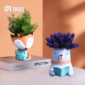 Top Rhyme Animal Resin Flower Pot Desk Decoration For Home Office Living Room Plant Holder Craft Ornament - Product Image 4