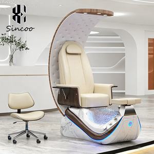 Luxury Wholesale Beige Modern Throne Professional <b>High</b> <b>Back</b> Foot Spa Massage Manicure Pedicure Chairs for Nail Salon - Product Image 1