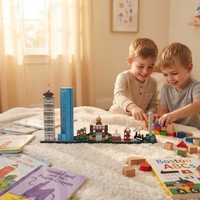 Ensemble de blocs de construction en plastique série Skyline Urbaine, mini briques créatives, modèle de construction, ornement de bureau, vente en gros