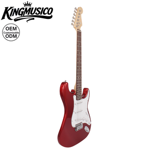 Chitarra Elettrica <span class=keywords><strong>Classica</strong></span> Stile ST in Legno Massello Rosso Metallizzato con Pickup SSS, Strumento Elettrico Rock per Principianti, Vendita all'Ingrosso - Product Image 3