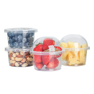 Contenants ronds jetables en <span class=keywords><strong>plastique</strong></span> PP pour pâtisseries, yaourts, salades, coupes à dessert avec couvercles en dôme ou en plat - Product Image 1