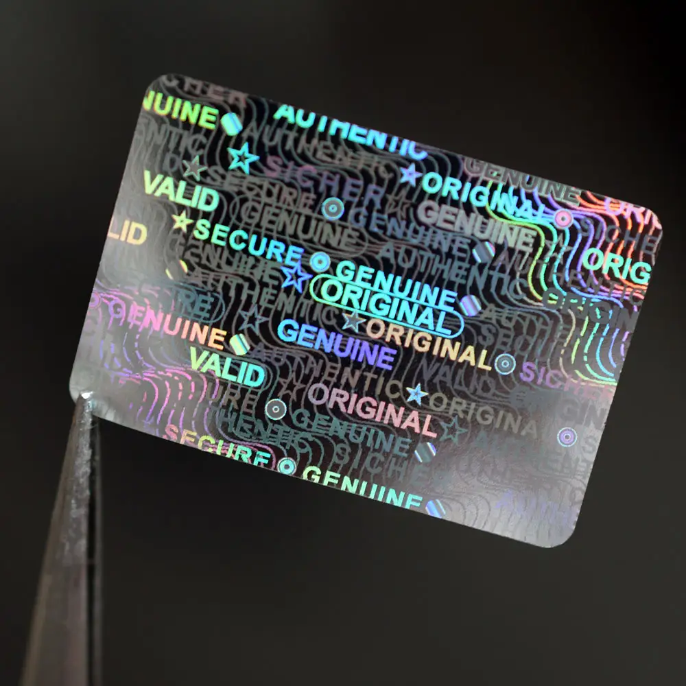 Stiker Label Keamanan, Logo Kertas Anti Tamper Hologram Kustom, Lembar Transparan Vinil 3D Holografik Foil Segel