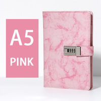 Carnet de luxe A5 en cuir PU à motif marbré avec serrure à combinaison, journal créatif avec mot de passe, carnet secret