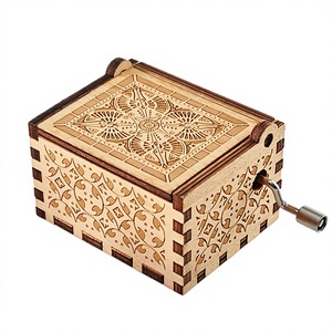YIYU Hot Pick Hand Crank Laser Engraved Wooden Music Box Modern Rectangle Design Fashionable Creative <strong>Gift</strong> 30s Custom Music for - Product Image 6