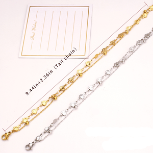 थोक स्टेनलेस स्टील पायल 18k महिलाओं के गुलाब सोना चढ़ाया डबल-परत समुद्र तट सरल बोहेमियन टखने - Product Image 5