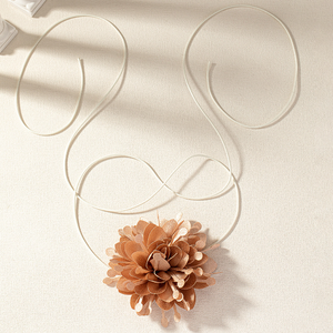 Collier ras de cou en tissu fleuri <span class=keywords><strong>sur</strong></span> mesure pour femmes, long collier à chaîne en corde, accessoires de cou, bijoux - Product Image 2