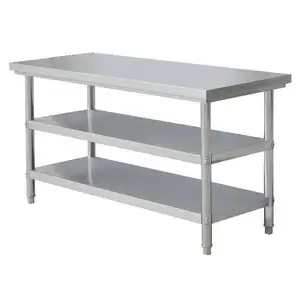 Oem Custom Stainless Steel Third Layer Multi Function Workbench With Adjustable Feet