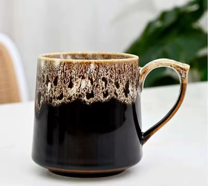 แก้วกาแฟเซรามิกทำมือเคลือบเงาขนาด 350 มล. ดีไซน์สร้างสรรค์ใหม่ พร้อมหูจับขนาดใหญ่ ใช้กับไมโครเวฟได้ นำกลับมาใช้ใหม่ได้ สกรีนโลโก้ได้ - Product Image 4