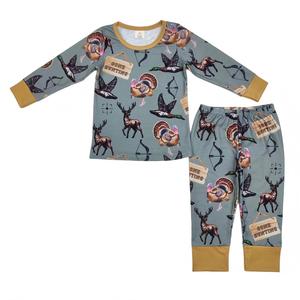Pijamas de Seda de Manga Larga para Niños, Diseño de Pato Mallard y Pavo Gris, Venta al Por Mayor, Alta Calidad, Boutique, Gran Oferta, Nueva Llegada, Listo para Enviar - Product Image 1