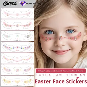 Adesivi per Tatuaggi Temporanei Impermeabili per Bambini a Tema Pasquale, Forme Geometriche Stampate a Trasferimento d'Acqua per Viso e Feste - Product Image 5
