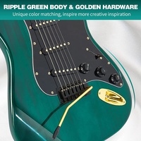 Kit Guitare Électrique Taille Standard Vert Ondulé ST Débutant Intermédiaire avec Amplificateur 25 Watts Populaire 39 Pouces