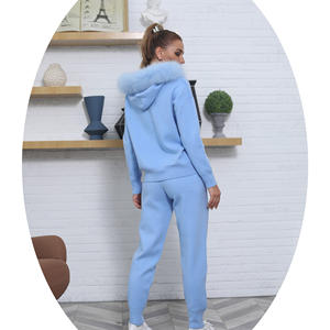 Maglione e <span class=keywords><strong>pantaloni</strong></span> in <span class=keywords><strong>lana</strong></span> con collo di volpe e <span class=keywords><strong>pantaloni</strong></span> caldi Pullover in pelliccia da <span class=keywords><strong>donna</strong></span> - Product Image 2