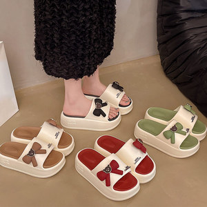 Nouvelle Collection Été – Sandales <span class=keywords><strong>Femme</strong></span> Tendance à Plateforme Épaisse, <span class=keywords><strong>Talon</strong></span> Compensé, Tige en EVA, Motif <span class=keywords><strong>Petit</strong></span> Ours et Nœud, Antidérapantes et Adorables - Product Image 5