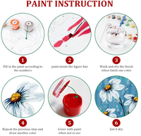 Nature morte Fleurs bleues Peinture sur toile de lin DIY par numéros Peinture acrylique Impression numérique pour débutants Décoration intérieure