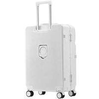 Valise à roulettes de luxe en aluminium et ABS+PC, ouverture frontale, 20, 24, 28 pouces, 8 roues, vente en gros