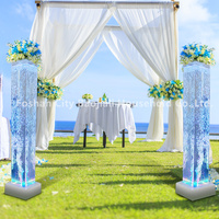 Décorations de couloir de mariage romantique Led couleur changeante danse fontaine d'eau bulle fleurs colonne lampe lumière décoration