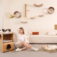 Étagères murales incurvées pour chats, étagère flottante pour chats, lit pour chats avec coussin, meubles muraux en bois pour chats pour grimper et dormir, entrepôt USA