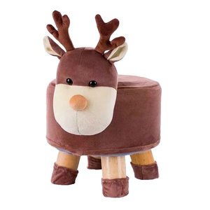 Pouf de dessin animé 2024, mignon, portable, en bois, en forme d'animal, tabouret pliant en fourrure, chaise pour bébé et enfant, chaise en peluche personnalisée - Product Image 1