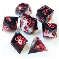 Ensemble de dés en résine à bords tranchants faits à la main, motif œil porte-bonheur, dés polyédriques pour D&D, jeu de table RPG, ensemble de dés personnalisés en gros