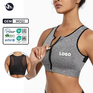 Grote Maat Ritssluiting Voor Dames Schokdemper Gym Sportbeha Met Aangepast Logo