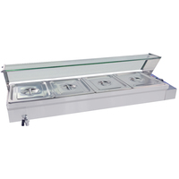 Présentoir de nourriture chaude de Restaurant vitrine de Buffet de cantine Bain Marie avec couvercle de protection en verre équipement de restauration commerciale