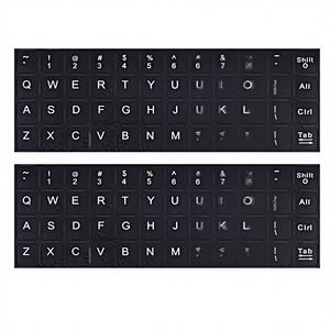 2 pegatinas de plástico para teclado, a prueba de polvo, con letras de repuesto universales, letras blancas, fondo negro, para ordenador - Product Image 3