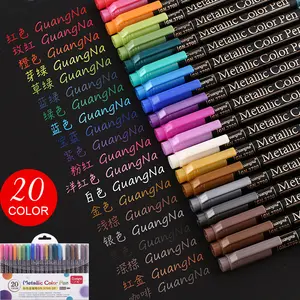 高品质的 20 种颜色设置水基圆尖画笔笔尖优质金属艺术标志物黑卡酒杯