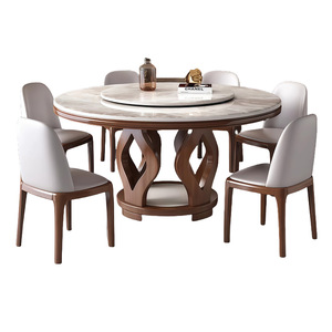 <span class=keywords><strong>Mesa</strong></span> de Comedor y <span class=keywords><strong>Sillas</strong></span> de Madera Maciza, <span class=keywords><strong>Mesa</strong></span> Redonda Pequeña para el Hogar <span class=keywords><strong>con</strong></span> Plato Giratorio, Apta para Hoteles - Product Image 2