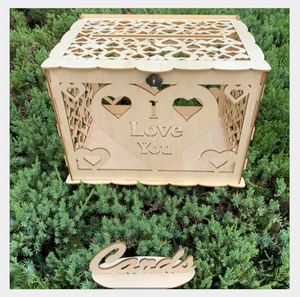 Caja de tarjeta de invitación de boda con forma de flor de madera para tarjetas de felicitación y suministros caja de regalo de boda elegante - Product Image 5