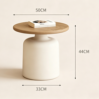 Ensemble de table basse et table d'appoint rondes style crème Tenghang, 2 pièces, base mate, meubles de salon