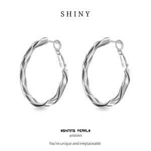 Pendientes de Aro Brillantes de Aleación de Zinc Plateada, Estilo Verano 2025, Joyería de Moda - Product Image 5